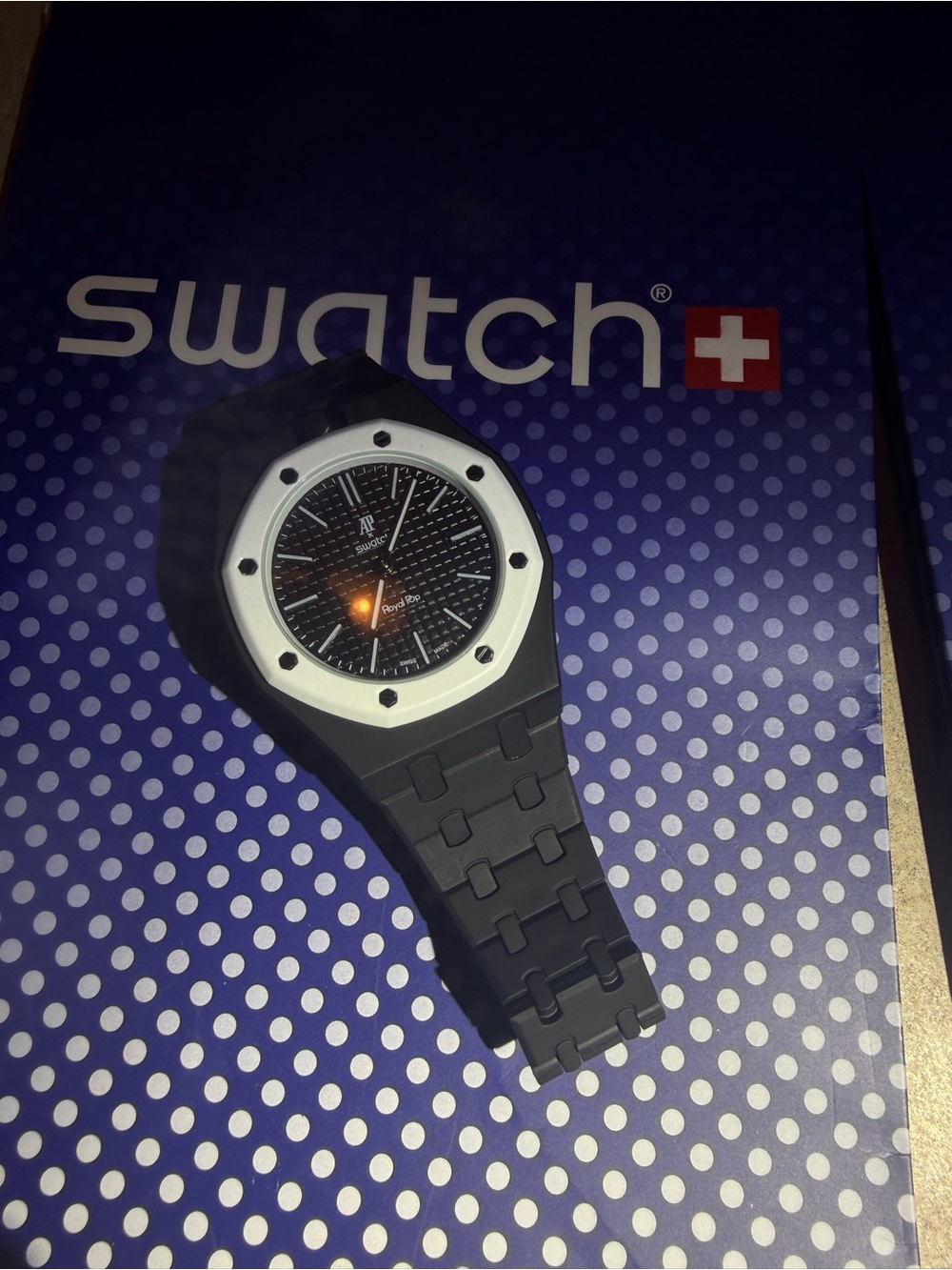 AP Black and White Accent Silicone Watch - Swatch